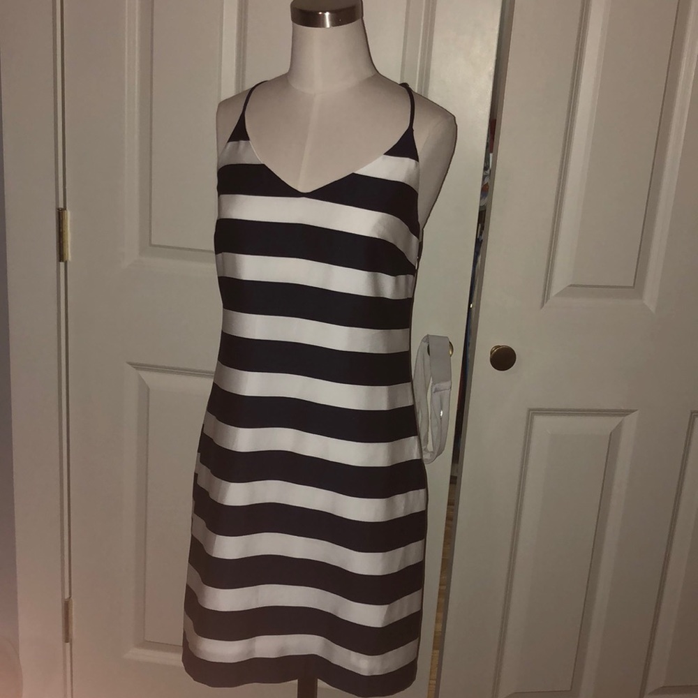 J Crew Navy and White Striped Shift Dress Size 0